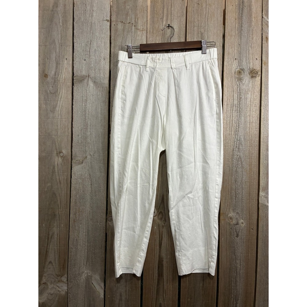 J. Jill Linen Stretch White Tapered Crop Pants Petite Medium WPT265152